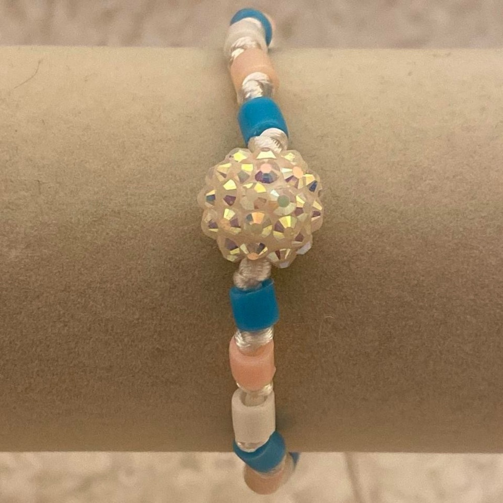Adjustable Fabric Cord Beaded Bracelet